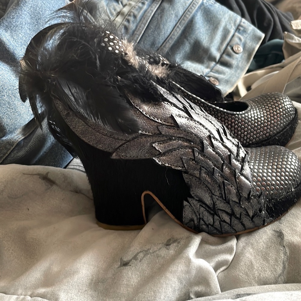 Irregular Choice Ruby Mayhem Feather Shoes